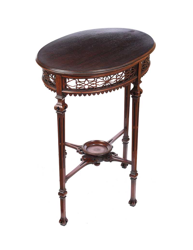 EDWARDIAN MAHOGANY OVAL LAMP TABLE - Image 6 of 9