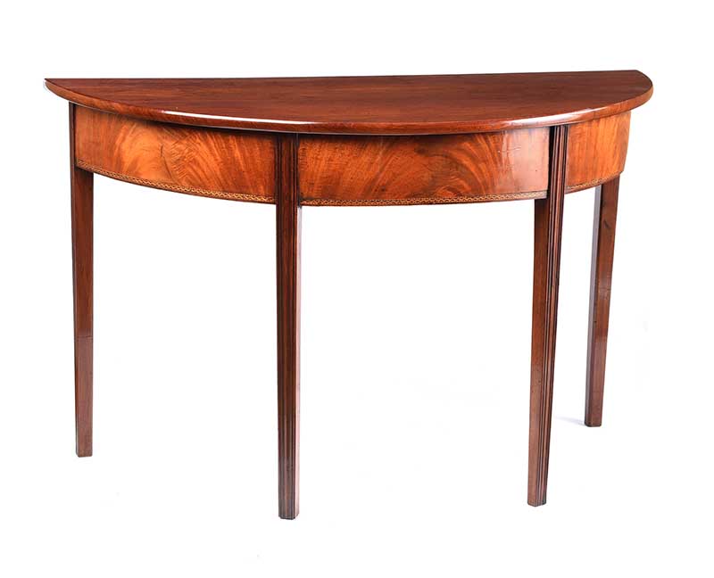 GEORGIAN MAHOGANY DEMI LUNE SIDE TABLE