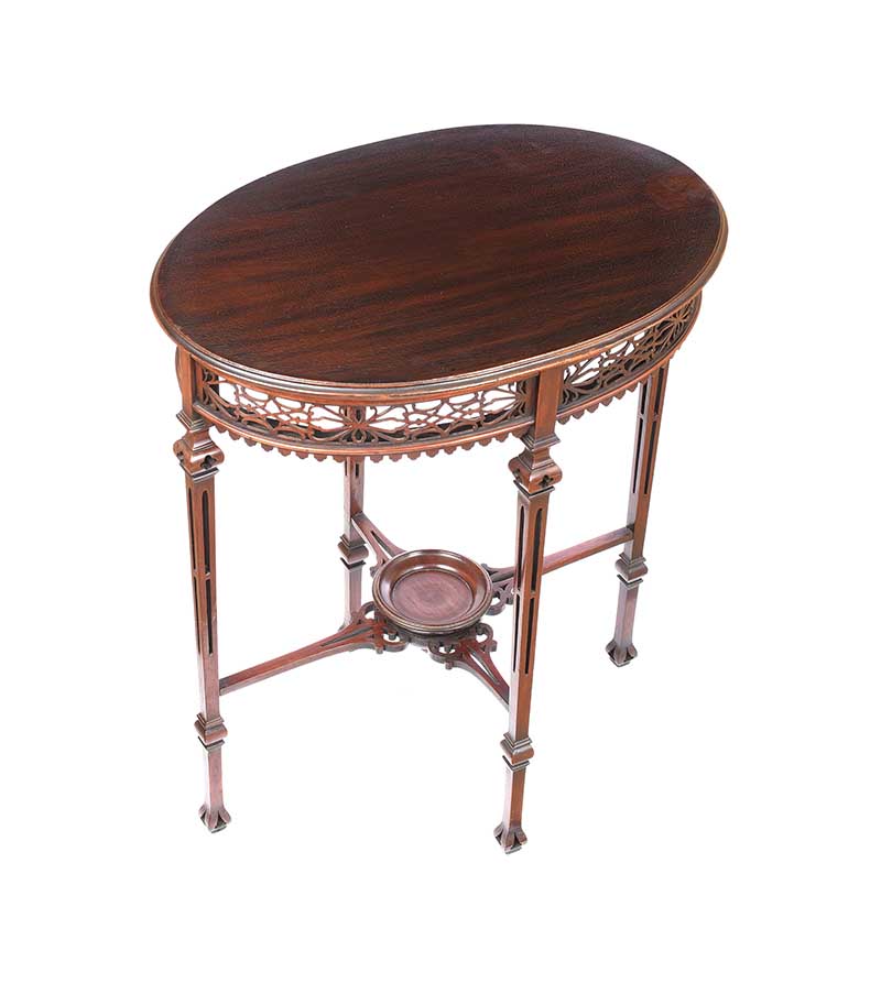 EDWARDIAN MAHOGANY OVAL LAMP TABLE - Image 4 of 9