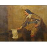Ayerst Hooker, British mid/late 19th century- Cavalier with scroll; oil on canvas, signed and