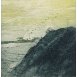 Michael Oelman, British b.1941-Pigeon Tower and Mountain Pass; etchings with aquatint printed in