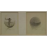 Russian School, late 19th century- Woman looking out to sea, four studies; watercolour, black ink,