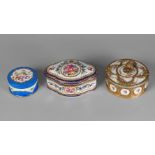 A Dresden Sevres style shaped box, 20th century, overall decorated with circular reserves of