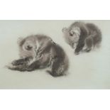 Ralph Thompson, British 1913- 2009- Brown bear cub studies; watercolours, (a pair), 17x28cm (