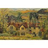 George Hann, British 1900-1979- Country House; oil on panel, signed and dated 1944, 47.5x69.5cm, (