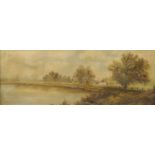 British School, late 19th century- Lake view; oil on canvas, 16.5x46.5cm