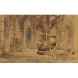Sir Wyke Bayliss PRBA HRMS, British 1835-1906- Church interior, Sienna; watercolour and pencil,