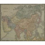 Sidney Hall, British 1788-1831- Asia, map circa 1853; engraving with hand-colouring, 45.2x55.2cm: