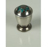 A Russian silver and enamel pepper, stamped 916, 5cm high