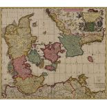 Frederick de Wit, Dutch 1648-1706- Dania Regnum map of Denmark, and neighbouring countries Sweden
