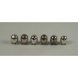 A set of three silver peppers (weighted) together with three similar, unmarked (6)