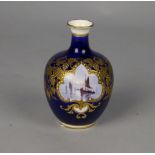 A Royal Crown Derby W. J Dean vase, late 19th/early 20th century, painted with a scene of barges