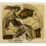 Maqbool Fida Husain, Indian 1915-2011- Untitled (figures); lithograph printed in colours, signed and