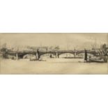 Albert Chanler, Scottish b.1880- Blackfriars Bridge; etching, signed in pencil, 8.5x22.5cm: Eric