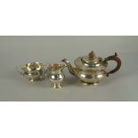 A silver three piece tea set, Birmingham c.1926/7, Adie Brothers Ltd., approx 22.6oz (3)