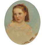 British School, mid/late 19th century- Portrait of a girl, head and shoulders; oil on canvas, in