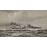 Arthur James Wetherall Burgess RI ROI, British 1879-1957- Battle cruiser; Gouache, in grisaille,