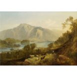 Joseph Denovan Adam RSA RSW, Scottish 1841-1896- Resting by the Lake; oil on canvas, signed,