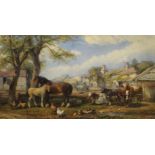 Henry Brittan Willis RWS, British 1810-1884- A Farmyard in Hertfordshire; watercolour, signed and