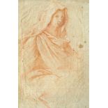 Italian School, late 17th century- Shrouded Madonna, head and shoulders; red chalk, 30.5x20cm, (