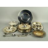A Christofle silver plated under-dish, boxed, together with further Christofle plates and bowl, also