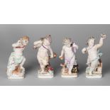 A set of Sitzendorf porcelain figures of the Four seasons, late 19th/early 20th century, under