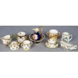 A small collection of miniature porcelain items, to include a Minton's cup and saucer and sugar