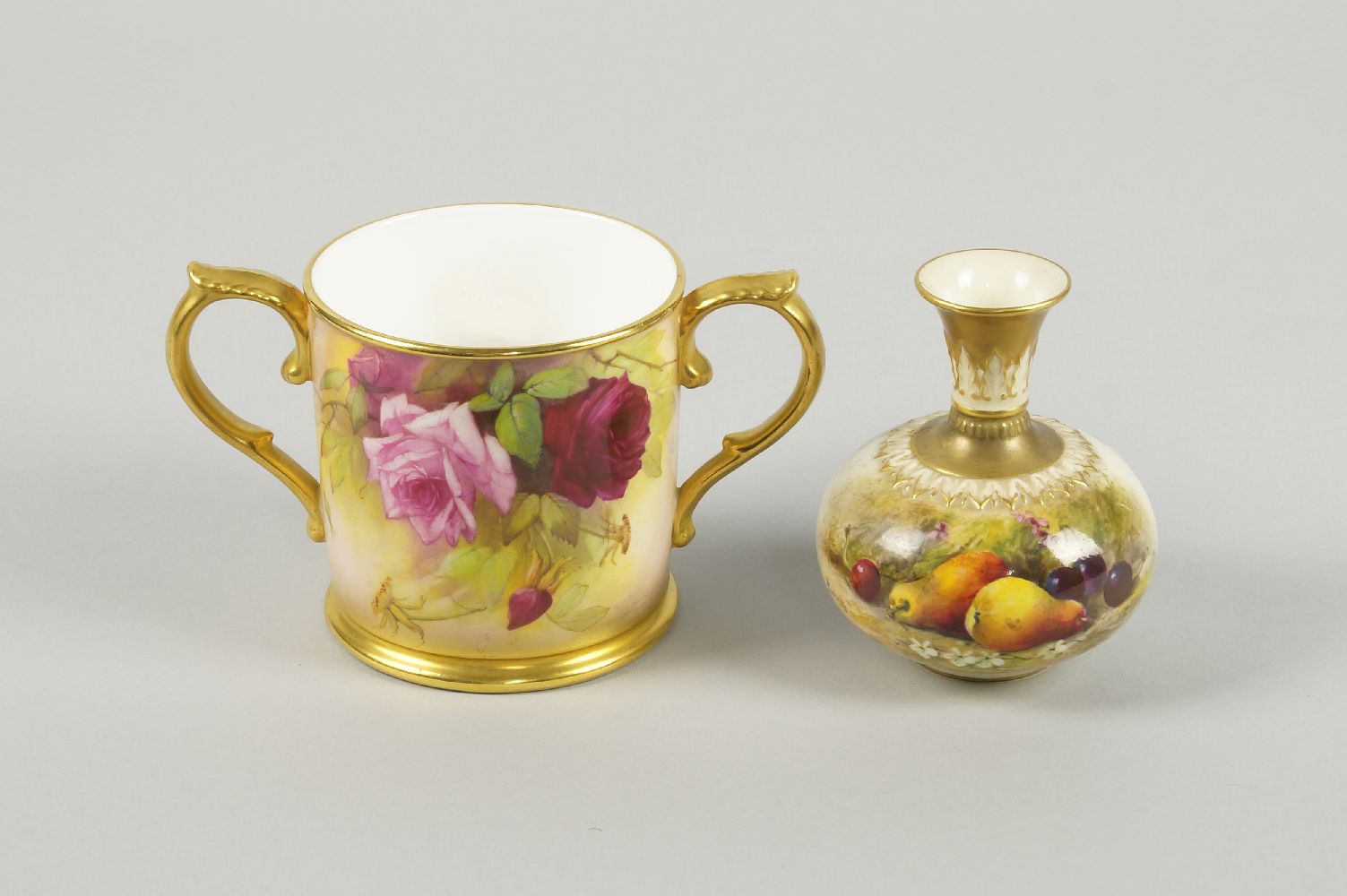 A Royal Worcester porcelain globular vase, 20th century, decorated by William Ricketts, painted with