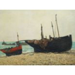 Primo Potenza, Italian 1909-1983- Beach at Hastings; oil on canvas, signed, 51x67.5cm, (ARR)