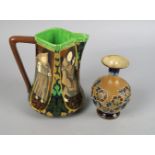 A Foley Intarsio jug, late 19th/early 20th century, printed with scenes of monks, with