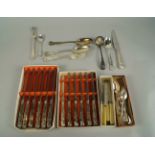 A quantity of silver plated flatware, including a part canteen of cutlery, together with eight