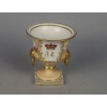 A Chamberlains Worcester porcelain urn, 19th century, decorated with a reserve of a coronet above