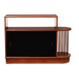 Eugene Printz (1889-1948), a walnut and black glass bookcaseCirca 1935, signed E. PRINTZ on the