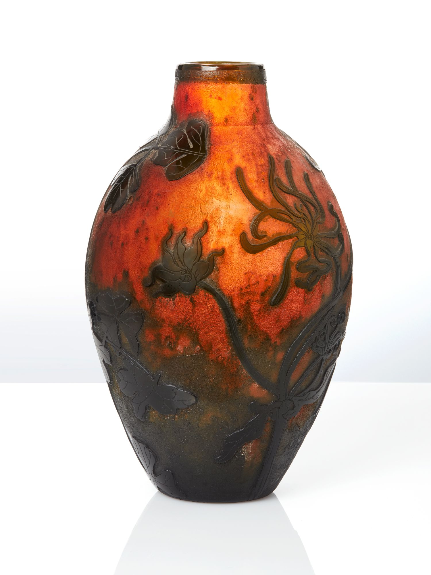 Daum, a cameo glass vase After Edward LachenalEngraved Daum Nancy with Cross of Lorraine fécit d’