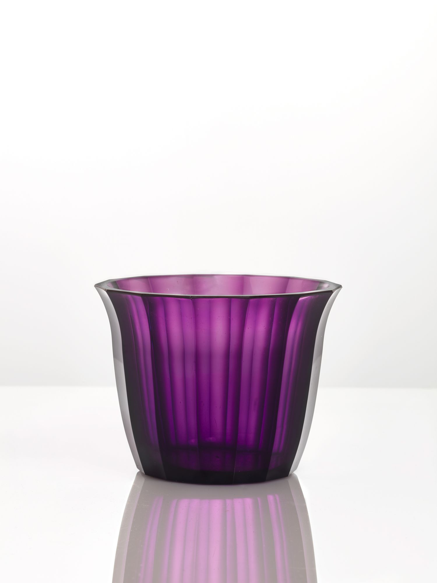 Attributed to Wiener Werkstätte, an amethyst glass vase Circa 1916, faint partial markFaceted fluted