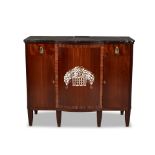 Eric Bagge (1890-1978) Attributed, a French Art Deco mahogany, ivory inlaid and marble topped