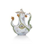 Emile Galle (1846-1904), a French faience coffee pot and cover in rococo styleCirca 1890, signed