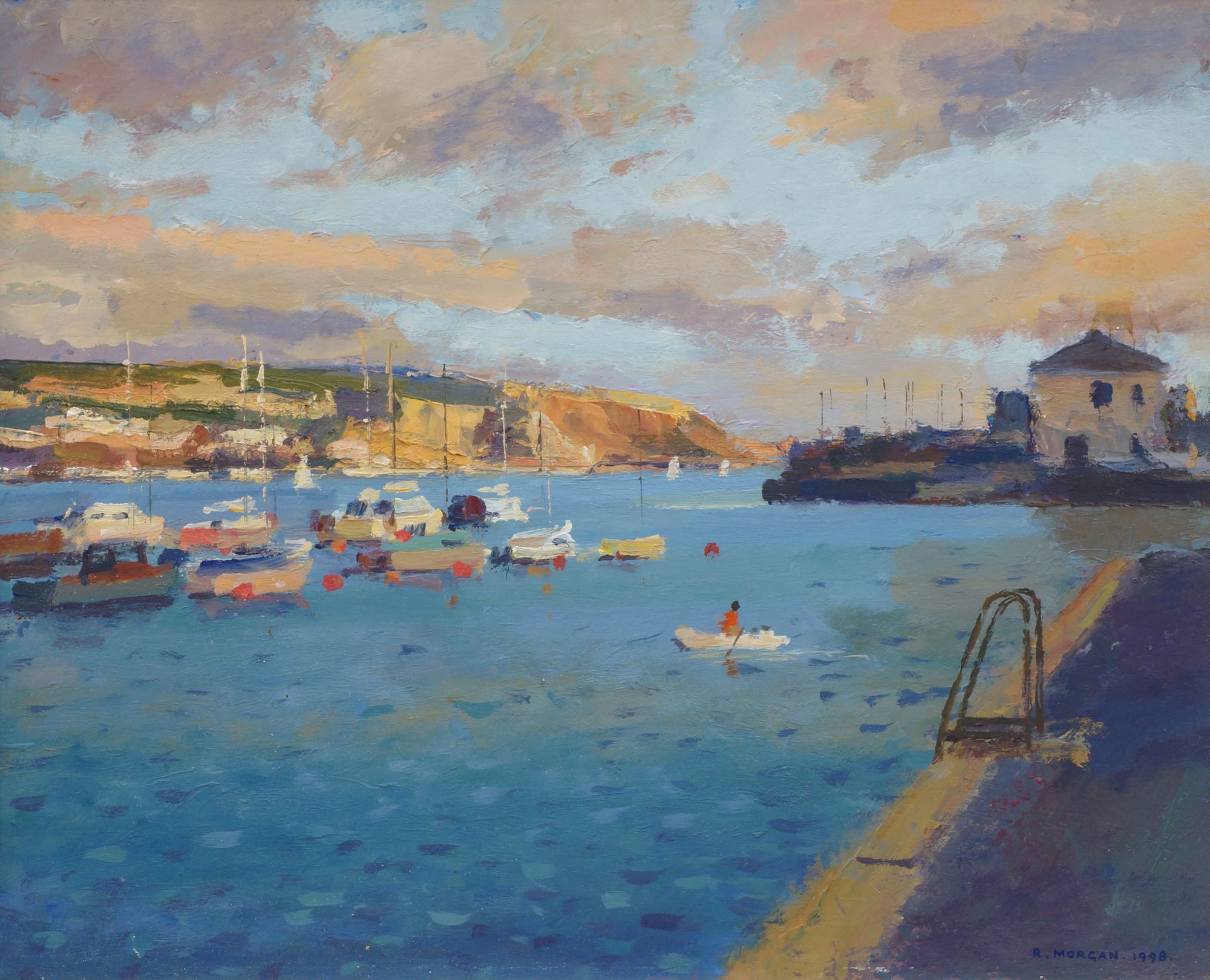 Ronald Morgan, British b.1936- Summer Evening, Plymouth; oil on board, 24.2x30.5cm, (ARR)Provenance: