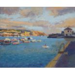 Ronald Morgan, British b.1936- Summer Evening, Plymouth; oil on board, 24.2x30.5cm, (ARR)Provenance: