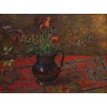 Carolyn Sergeant, British b.1937- Wallflowers and Pussywillow in a Lustre Jug; oil on board,