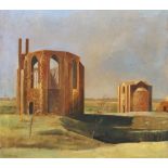 Roy Hobdell, British 1911-1961- Church ruins in landscape; oil on canvas, signed and dated