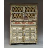 A Large Spanish provincial polychrome painted cupboard, 19th Century and later, the moulded