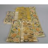 A pair of Chinese Canton embroidered sleeve panels, 19th century, decorated with butterflies and