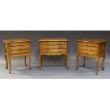 A pair of Continental style oak bedside chests made by Larck, of recent manufacture, with three