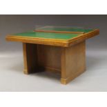 A walnut reading desk, c.1930s-40's, by repute acquired from the British Library, the square top