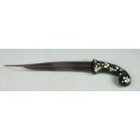 An Indian Mughal style dagger, late 20th/early 21st century, with dark green hardstone handle,