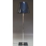 A large chrome floor lamp, with plastic shade, on square base, 183cm high