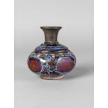 A Safavid blue lustre painted small huqqa vase, Iran 17th century, 12.5cm high