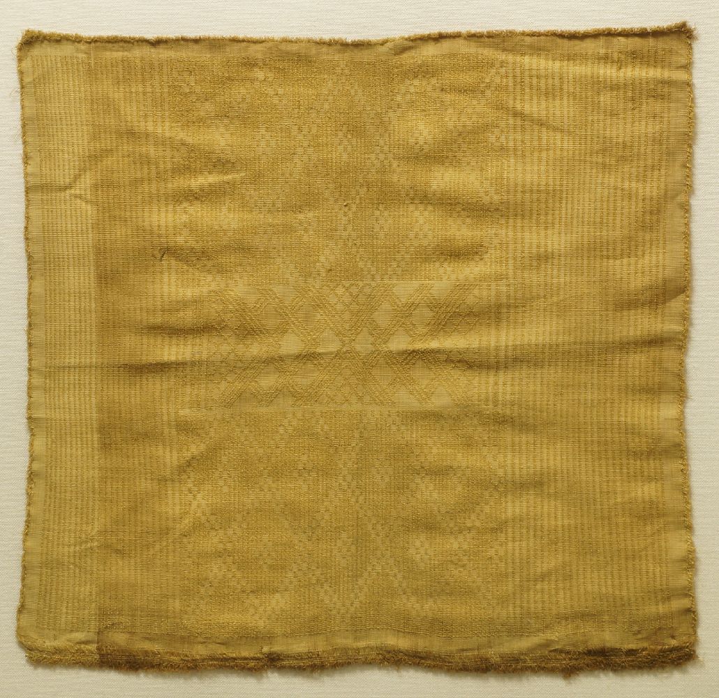 An Indian textile fragment, possibly 18th/19th century, woven with geometric patterning, 56 x