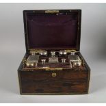 A coromandel and brass bound ladies compendium and travelling box, 19th century, fitted with